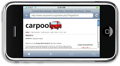 Carpool NZ in iPhone